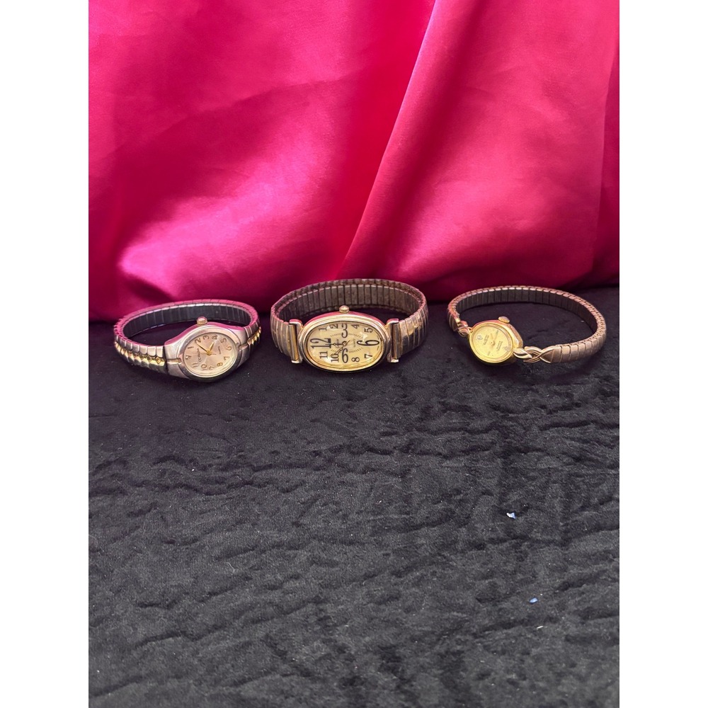 Vintage Womens Watch Lot of 3 CC Hughes Collezio Quintel Stretch Band Untested